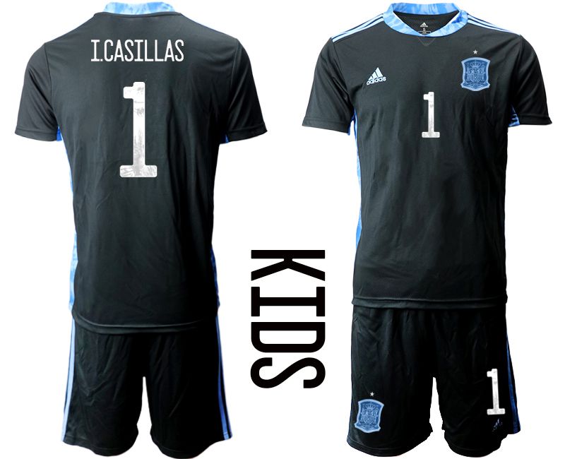 Youth 2021 World Cup National Spain black goalkeeper #1 Soccer Jerseys1